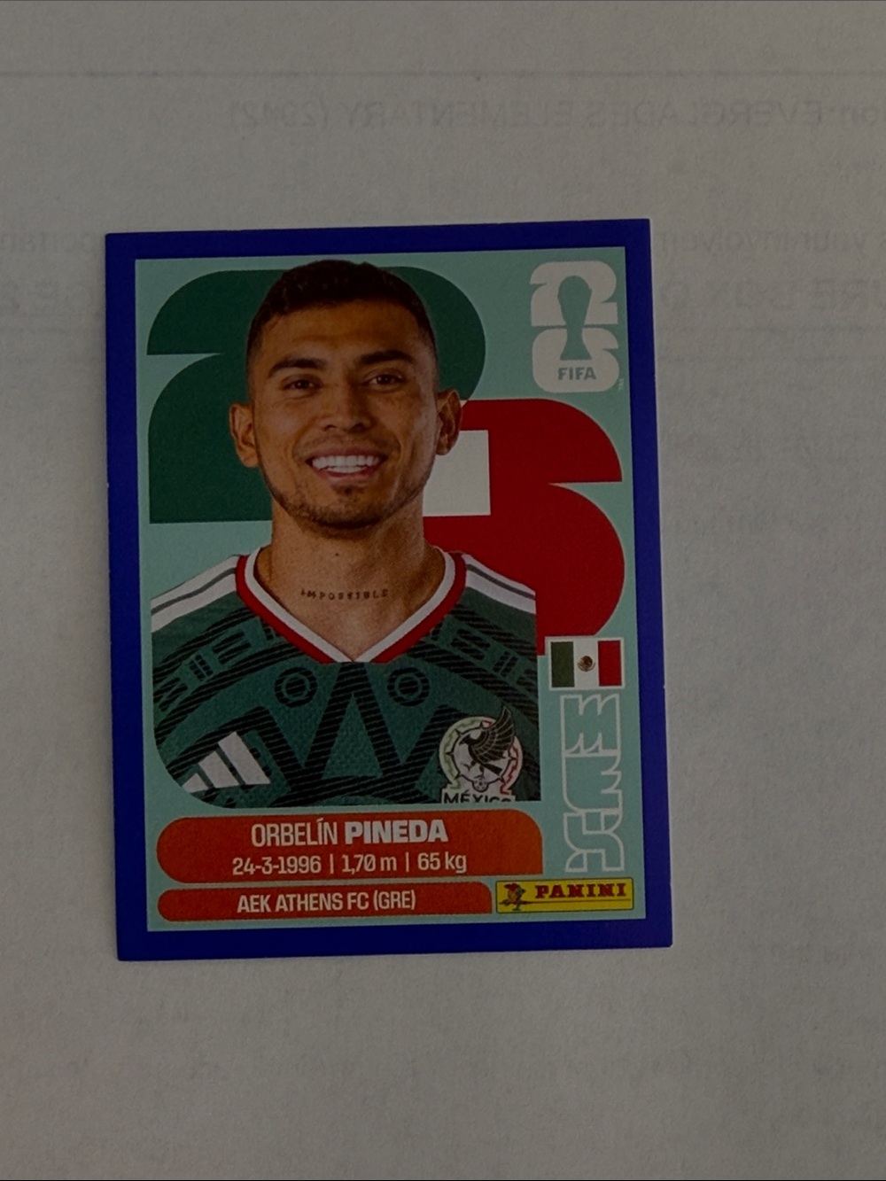 Panini FIFA Card - Blue- MÉX 11 ORBELIN PINEDA